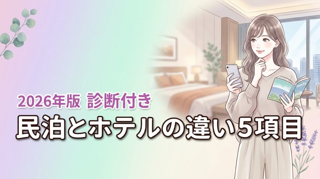 民泊とホテルの違いを5つの項目で比較！自分に合う宿泊先がわかる診断付き