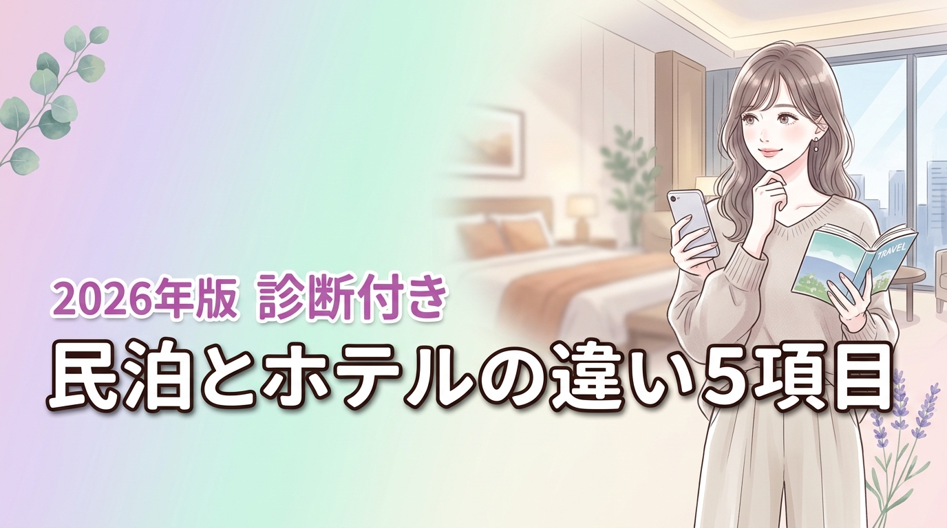 民泊とホテルの違いを5つの項目で比較！自分に合う宿泊先がわかる診断付き