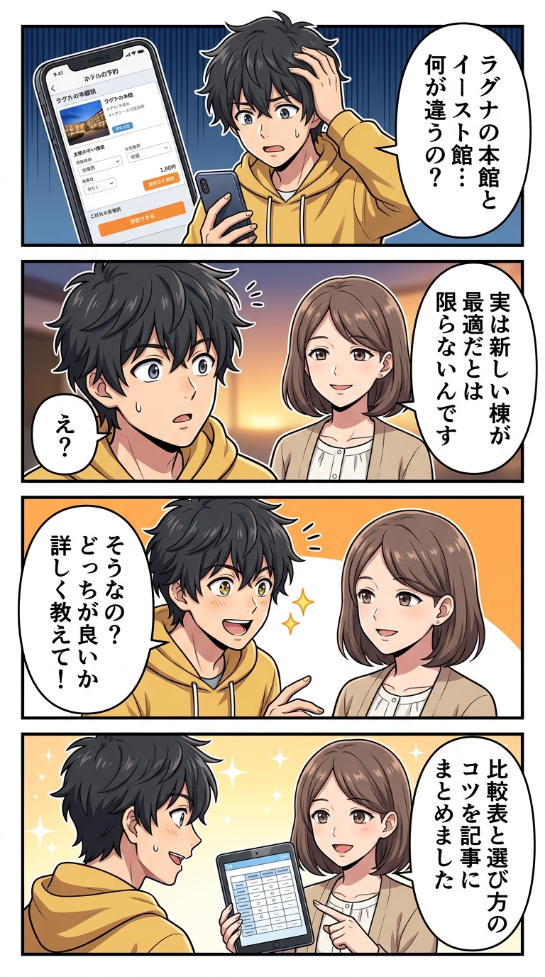 ラグナガーデンホテル 本館とイースト館の違い