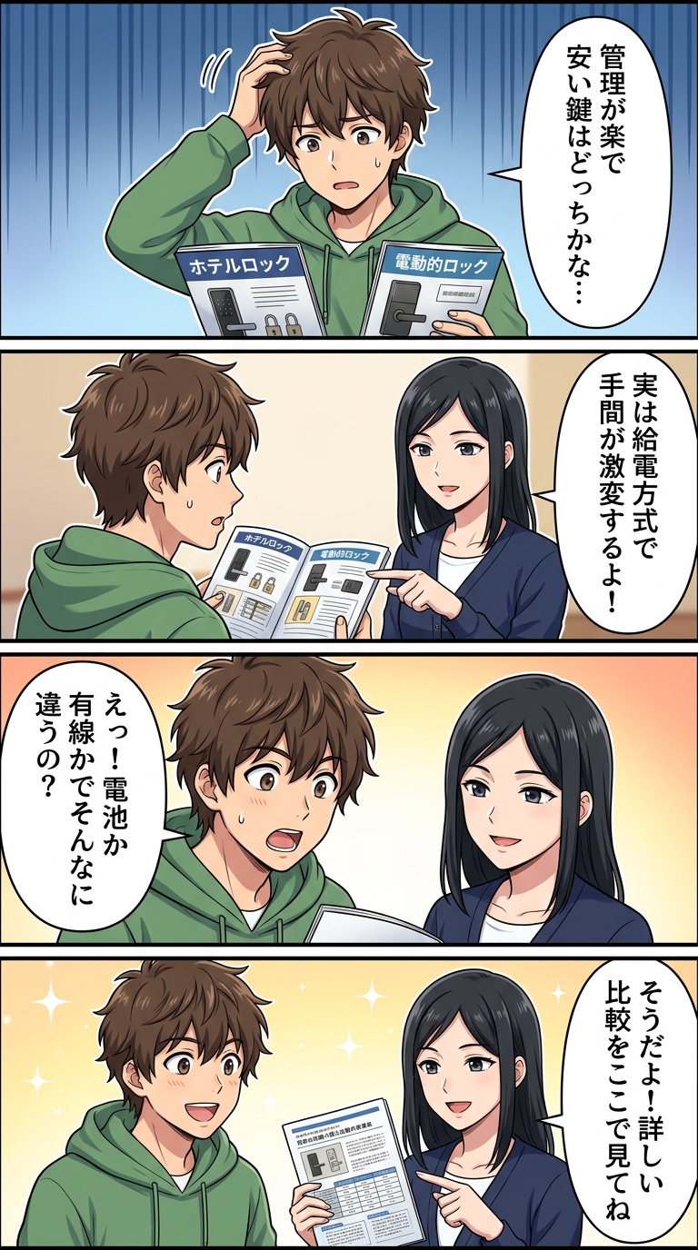 ホテル錠 電気錠 違い