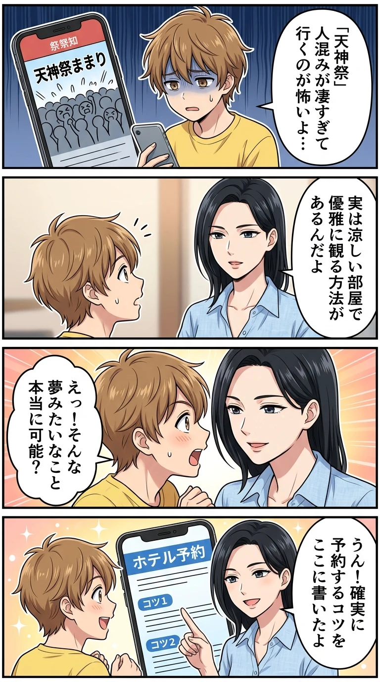 天神祭 花火 見える ホテル