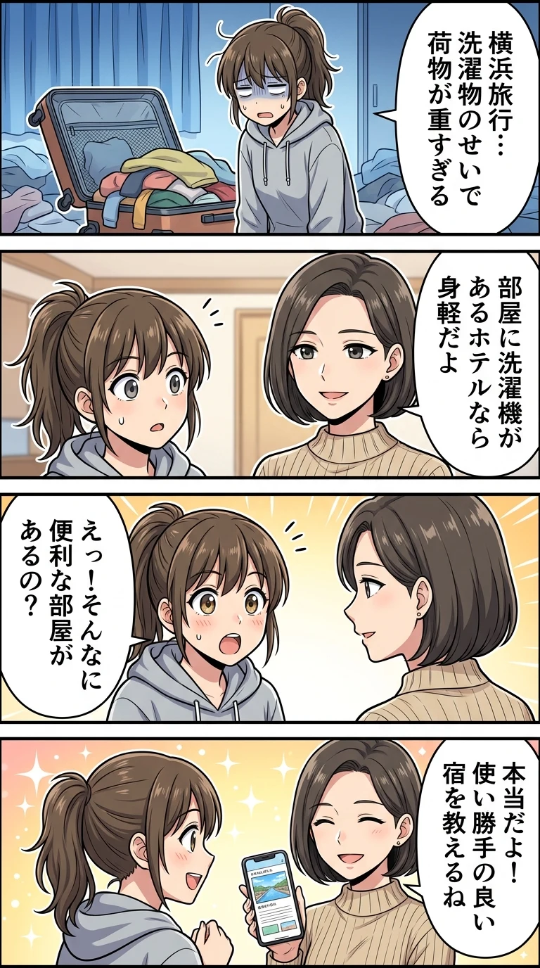 部屋に洗濯機があるホテル 横浜