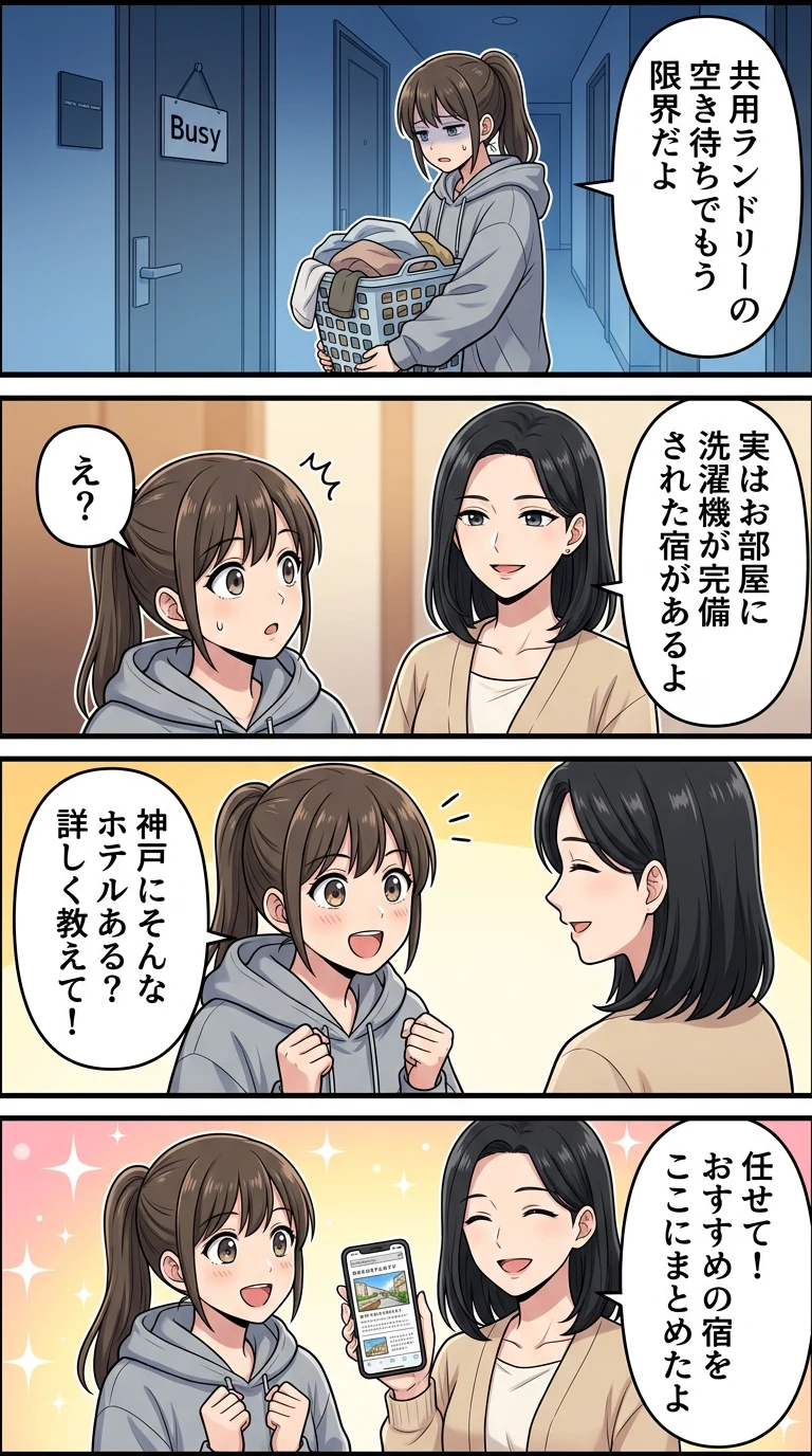部屋に洗濯機があるホテル 神戸