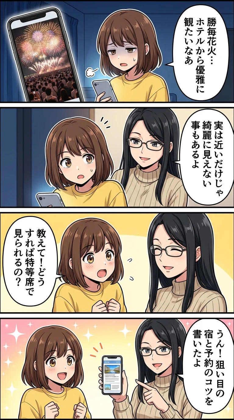 勝毎花火 見えるホテル