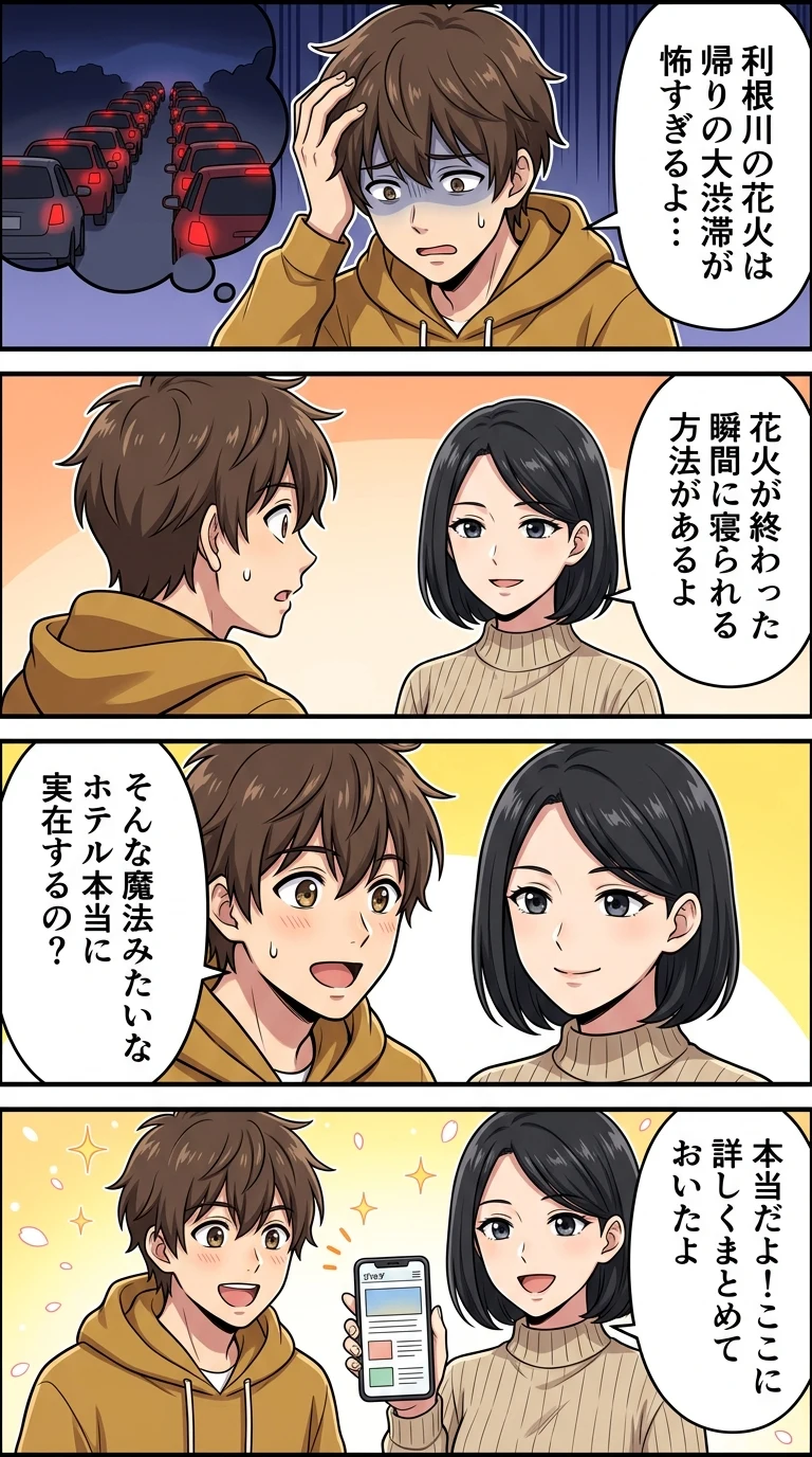 利根川花火見えるホテル