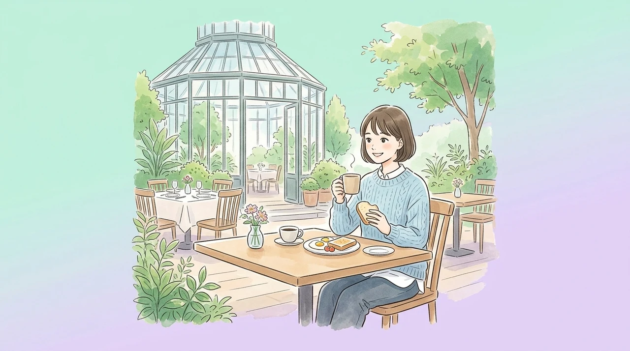 ガーデンタワーとメインの朝食や食事施設