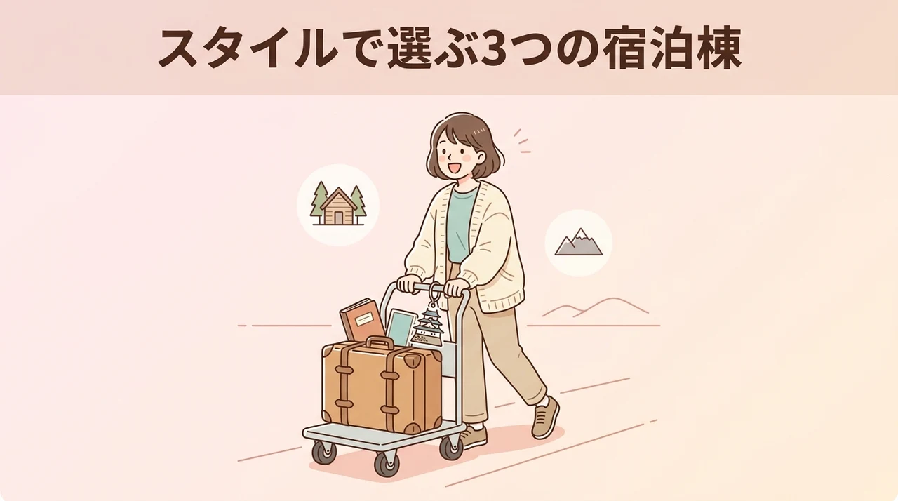 旅行スタイルで選ぶ3つの宿泊棟