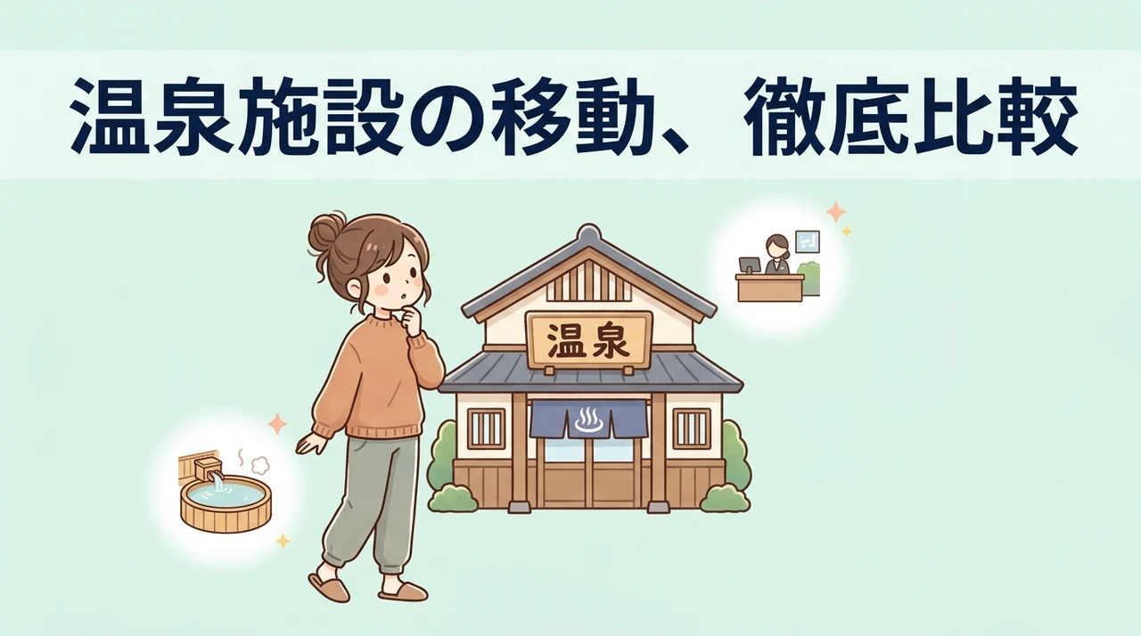 温泉施設や敷地内の移動方法の違い