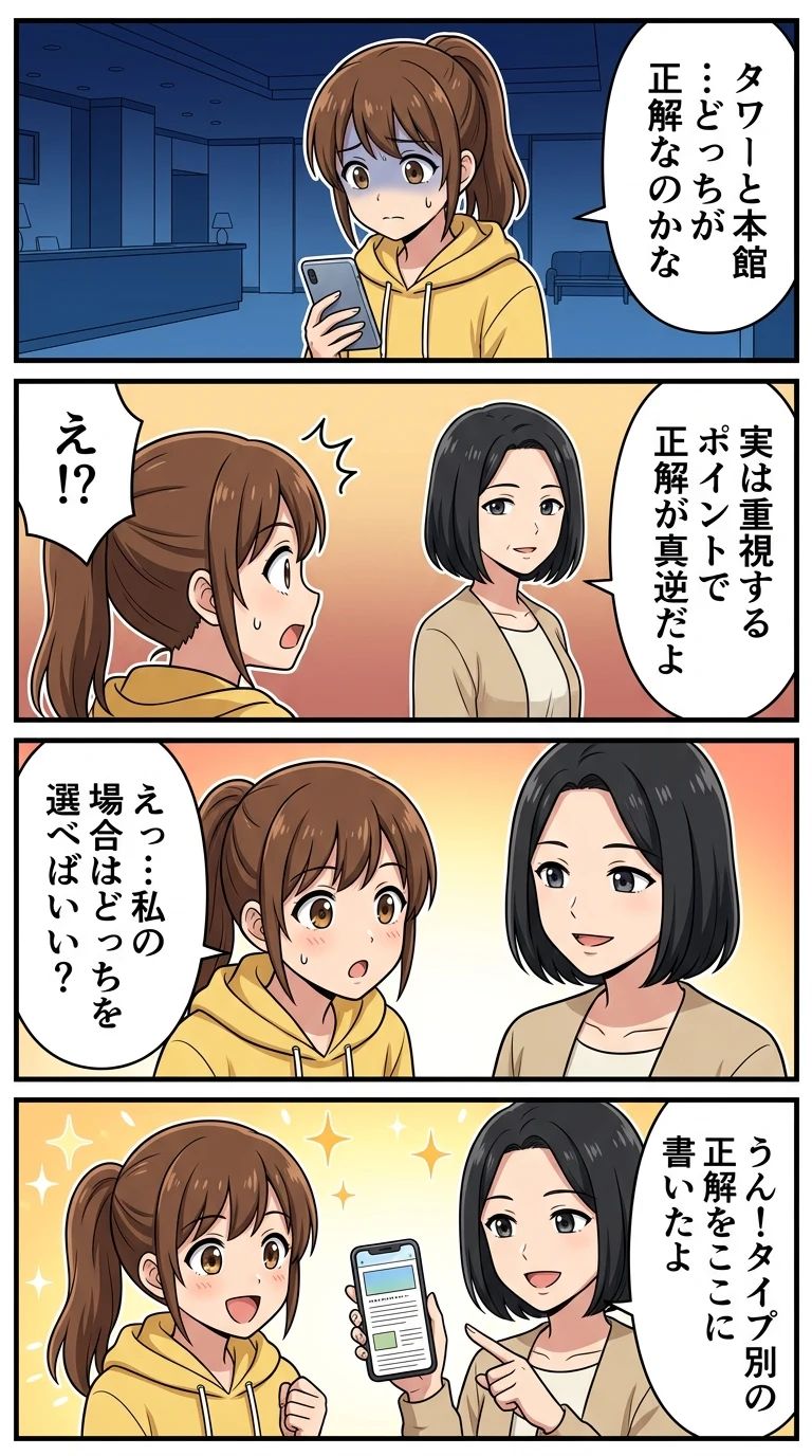 ホテルブリーズベイマリーナ タワー館 本館 違い