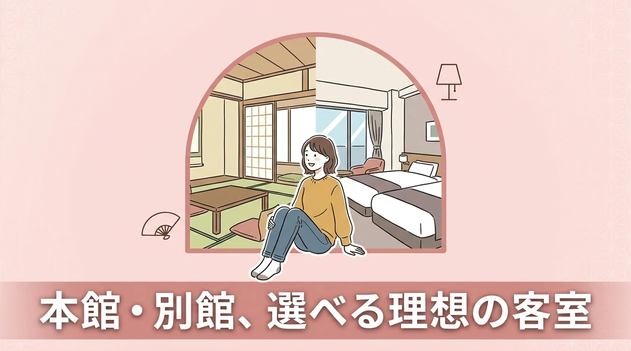 目的や人数で選べる本館と別館の客室タイプ