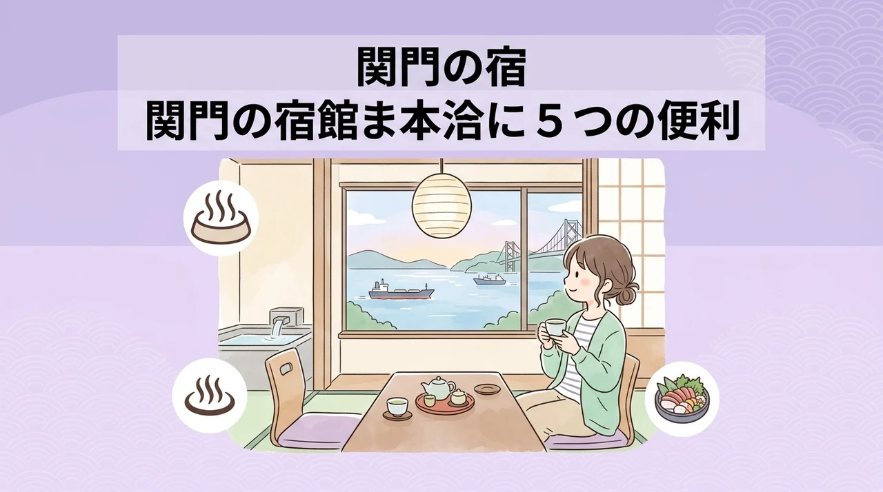 関門の宿 源平荘の本館に宿泊するメリット5つのイメージ画像(エレベーター完備・関門海峡が見える・バリアフリー対応)
