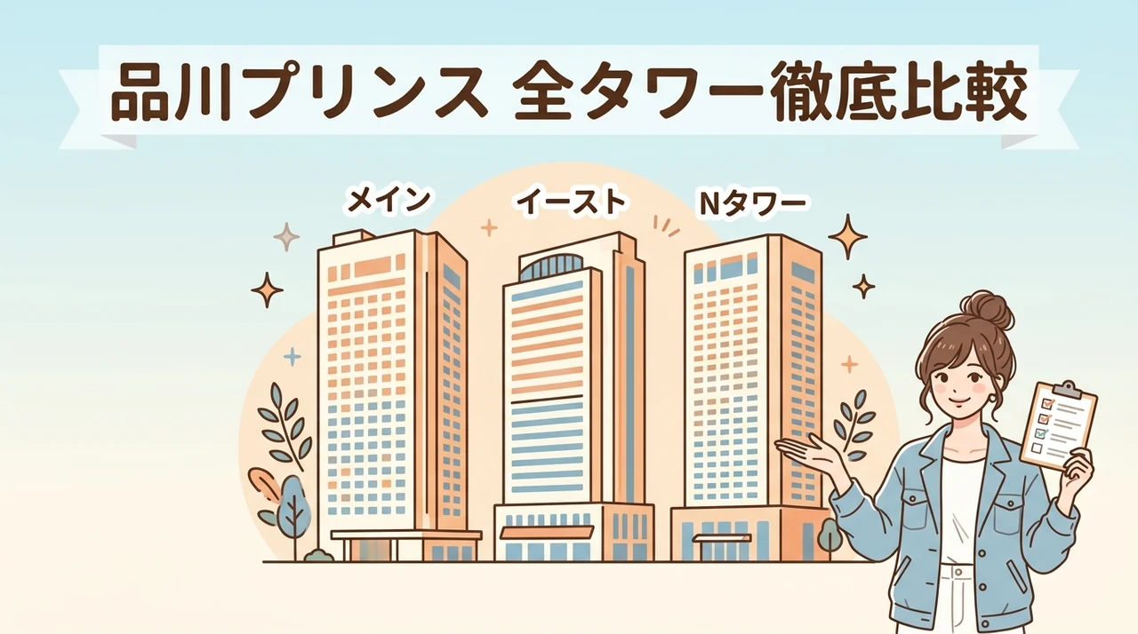 品川プリンスホテル各タワーの違いと特徴を比較のイメージ画像(品川プリンスホテル・アネックスタワー・品川プリンスホテル Nタワー)