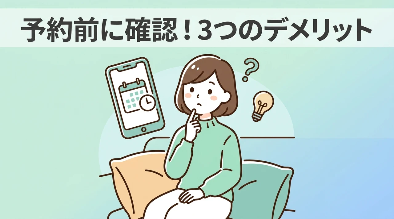 予約前に確認したいデメリット3つのイメージ画像(エレベーターの混雑・大規模改装による制限・タワー間の移動距離)