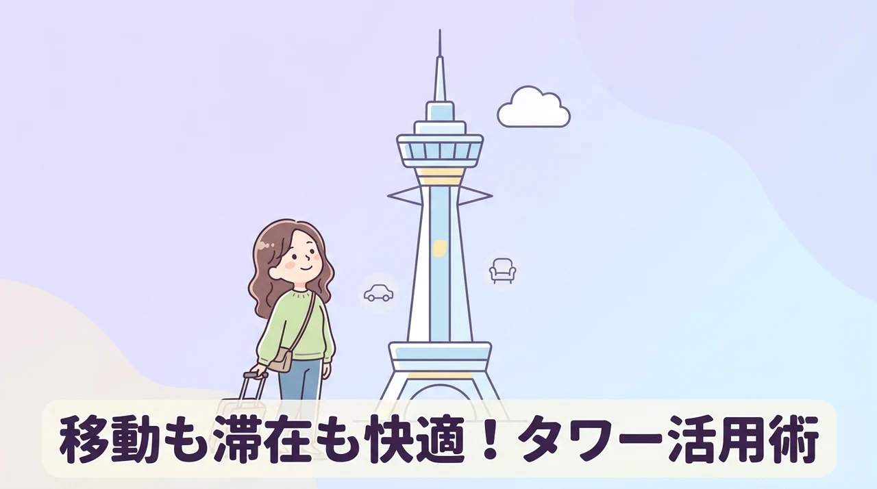 アクセスや滞在を快適にするタワー活用のコツのイメージ画像(駅からの最短ルートを確認・セルフチェックイン機の利用・荷物預かり場所の把握)
